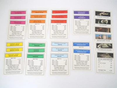 Monopoly Star Wars 1997 Edición Trilogía Clásica Piezas Juego Completo Tarjetas Propiedad Foto 1 de 4