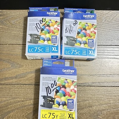 NEW BROTHER LC75C LC75Y Cartridge - Yellow / Cyan - Exp 2016 2017 2018 - Image 1 of 4