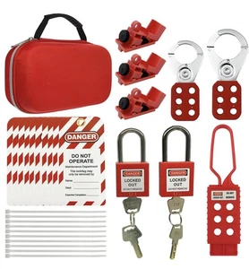 Electrical Lockout Tagout Kit -Lock Out Tag Kits for OSHA Compliance 2 Locks - Picture 1 of 9