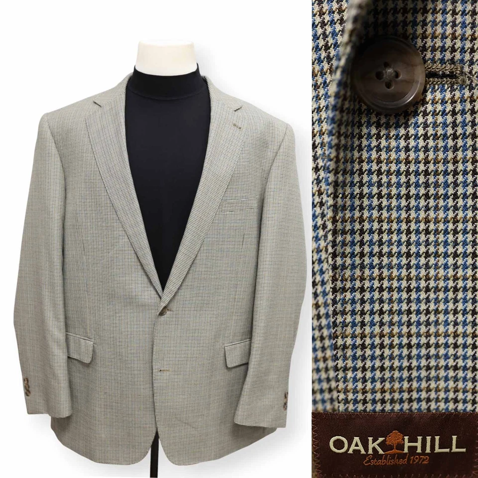 OAK HILL Hombre Multicolor PATA DE GALLO Abrigo Deportivo Traje Chaqueta Blazer 50 52 L Foto 1 de 4