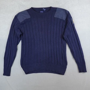 Vintage Polo Ralph Lauren Militär Pullover Ellenbogenschützer Patch Herren M Commander Strick - Bild 1 von 8