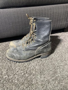 Botas de trabajo vintage de cuero negro Carolina punta de seguridad para hombre 11 hechas en EE. UU. - Imagen 1 de 14