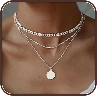 Collana Argento Oro per Donna Choker Girocollo Set Regolabile Collane Particolar - Immagine 1 di 4
