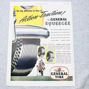 1947 The General Tire Squeegee Action Traction Akron OH Vintage Color Print Ad - Picture 1 of 1