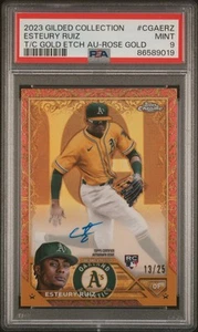2023 Topps Gilded Gold Etch Auto Rose Gold /25 Esteury Ruiz PSA 9 - Picture 1 of 2
