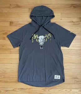 Under Armour Hoodie Mens Large Gray Project Rock Terry Bull Short Sleeve - Picture 1 of 10