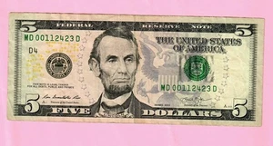$5 Ascending Mini Broken Ladder "01234" 2013 Fancy Serial Number MD00112423D - Picture 1 of 2