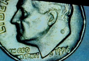 roosevelt 1976 dime clip error no mint mark Dimple In His Neck UNIQUE Coin - Picture 1 of 12