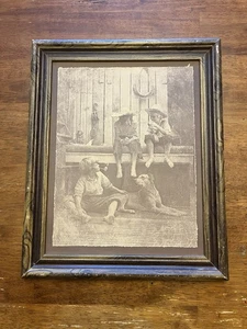 Rolland Hendrickson Sepia Toned Print 3 Boys and a Dog with Their Corn Cob Pipes - Picture 1 of 6