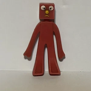 Vintage 3” Gumby Blockhead Toy- Red Sad Face Bendable Figurine- Letter J - Picture 1 of 3