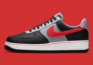 Nike AIR FORCE 1 '07 LV8 EMB 75th Anniversary Black Red DC8874-001 Size 9.5 NEW - Picture 1 of 7
