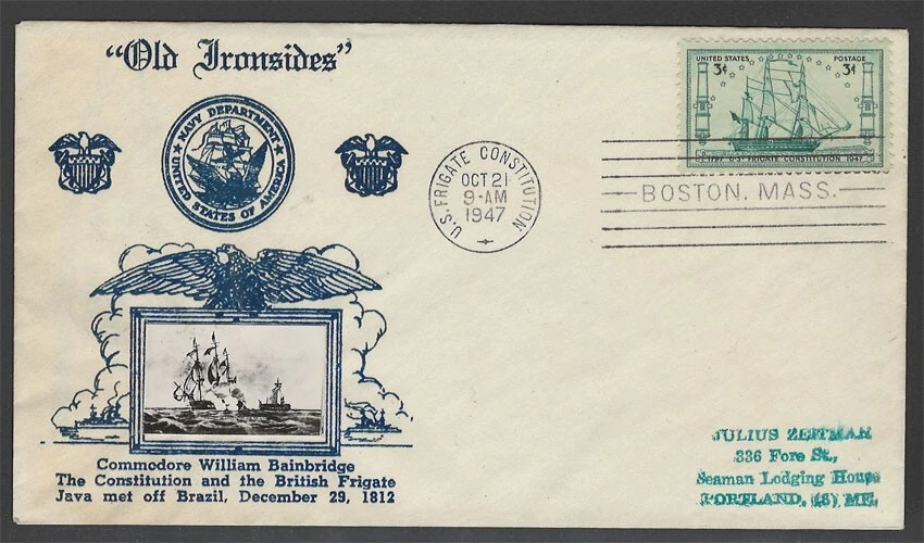UNITED STATES SCOTT#951 U.S. FRIGATE CONSTITUTION CROSBY FIRST DAY COVER - Image 1 of 1