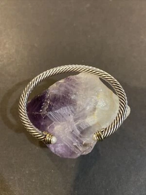 David Yurman Sterling Silver & 14k Gold Pearl 5mm Cable Cuff Bracelet - Image 1 of 4
