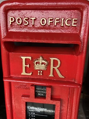 ER Cast Iron Post Office style post box - Red Letter Box Abbott letter box - Image 1 of 4