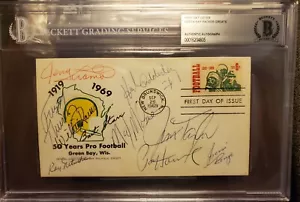 Ray NITSCHKE HOF 9 Green Bay Packers Auto Primo Giorno Copertura BAS Autenticata - Foto 1 di 4