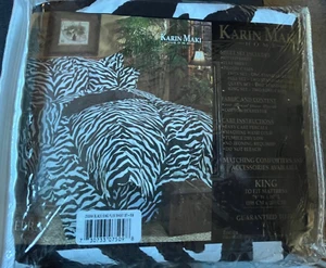 Karin Maki Home KING Sheet Set Zebra Black 78"W x 80"L Kimlor NIP - Picture 1 of 4