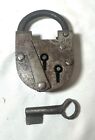 rare antique hidden key 1800's pad lock solid steel wrought iron skeleton key
