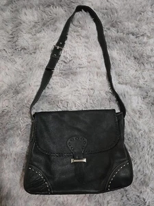 Vintage Emporio Armani Italy Black Leather Shoulder Messenger Bag - Picture 1 of 14