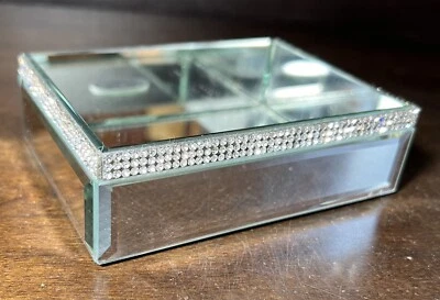 Bella Lux NEW!! Mirror Rhinestone Glam Soap Dish Bathroom 5” Tray SPARKLE! - Image 1 of 4