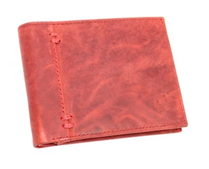 Gents Red Wallet RFID Blocking Protector Distressed Leather Wallets For Men 1055 - Picture 1 of 9