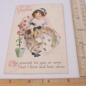 BE ASSURED 'TIS YOU OR NONE THAT I LOVE & LOVE ALONE~VINTAGE VALENTINE POSTCARD - Bild 1 von 3