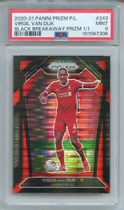 2020-21 Panini Prizm Premier League Virgil Van Dijk Black Breakaway 1/1 PSA 9 - Picture 1 of 2