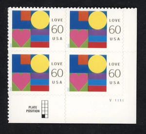 SCOTT #3658 2002 60 CENT LOVE ISSUE PLATE BLOCK OF 4 MNH VF! - Picture 1 of 2