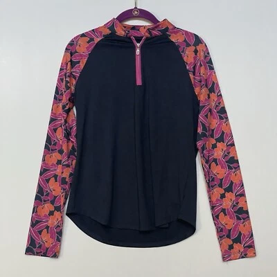 Polo deportivo Haley para mujer talla S azul marino estampado Aston floral manga larga cremallera cuadrada Foto 1 de 4