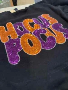 SOUTHERN BELLE HALLOWEEN HOCUS POCUS BLACK SWEATSHIRT-SO CHIC!! SIZE XL - Picture 1 of 2