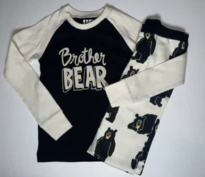 Lazy One Brother Bear kids Pajama 2 Piece Set Size 6 Black White - Picture 1 of 8