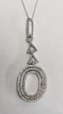 14k  white gold diamond necklace one carat t.w. - Image 1 of 4