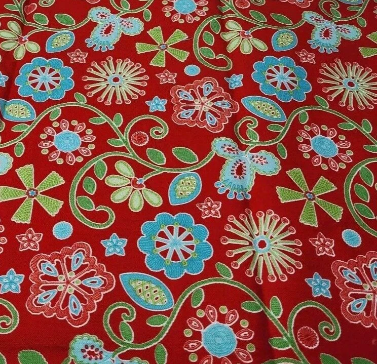 Benartex Sewing Room Amanda Murphy Floral Red Cotton Fabric 27"  P3403 - Image 1 of 4