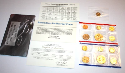 1996 US Mint Uncirculated 11-Coin P & D Set Includes the 1996-W Roosevelt Dime - Image 1 of 4