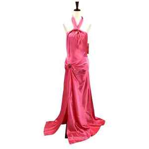 ASPEED XXXL 3X plus salmon satin halter embellished maxi dress gown NWT b156
