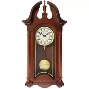 Bedford Clock Collection Delphine 27 Inch Mahogany Chiming Pendulum Wall Clock - Picture 1 of 3