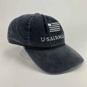 Vintage US Airways Hat Cap Snapback Gray Corduroy Planes American Airlines USA - Picture 1 of 16