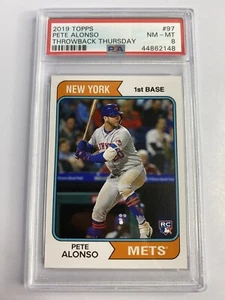 2019 Topps Pete Alonso TBT Throwback Thursday #97 Online Exclusive RC PSA 8 - Picture 1 of 2