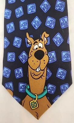 Tie Scooby Doo 1999 Blue 100% Silk Cartoon Network Men's Necktie Vintage - Image 1 of 4