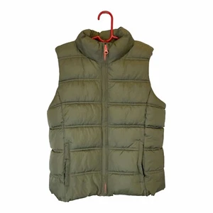 GAP Kids Girls Sherpa Lined Puffer Vest - Olive Green, Cozy Quilted, Size L Reg - Picture 1 of 9