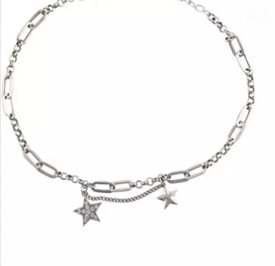 Collana donna due stelle placcato argento / Women's necklace stars plated silver - Immagine 1 di 4
