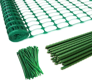 Garden Fence,Snow Fence,Plastic Safety Fence+25 Steel Plant Stakes,Patio Snow Fe - Picture 1 of 8