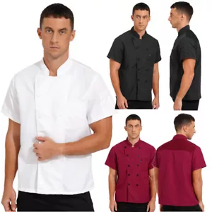 Men's Chef Coat Jacket Restaurant Kitchen Chief Uniform Shirt Women's Hotel Cook - Picture 1 of 30