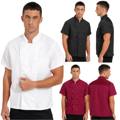 Men's Chef Coat Jacket Restaurant Kitchen Chief Uniform Shirt Women's Hotel Cook - Image 1 of 2
