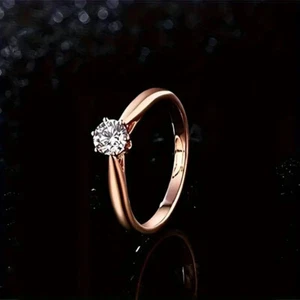 Classic Solitaire Ring Inlaid Shining Gemstone Special Setting In Flower Shape - Picture 1 of 1