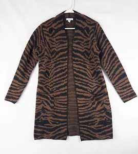 Knit Cardigan Animal Print Tiger Womens Medium Open Front Long Sleeve Nine West - Picture 1 of 8