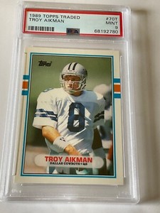 1989 TOPPS TRADED # 70T TROY AIKMAN PSA 9 MINT ROOKIE NFL FOOTBALL CARD