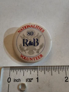Vintage 80 R & B Reagan Bush Presidential Election Volunteer Button Pin Pinback - Picture 1 of 2