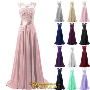 Chiffon Bridesmaid Dress Long Evening Wedding Party Ball Gown Prom Dresses - Picture 1 of 18