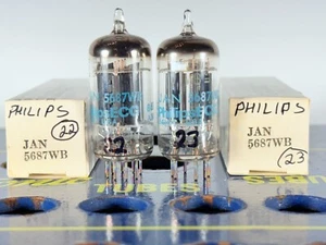Matched Pair Philips/Sylvania JAN 5687WB NOS NIB Tested Strong Balanced Tube - Picture 1 of 16