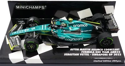 Minichamps Aston Martin AMR22 Singapore GP 2022 - Sebastian Vettel 1/43 Scale - Image 1 of 3